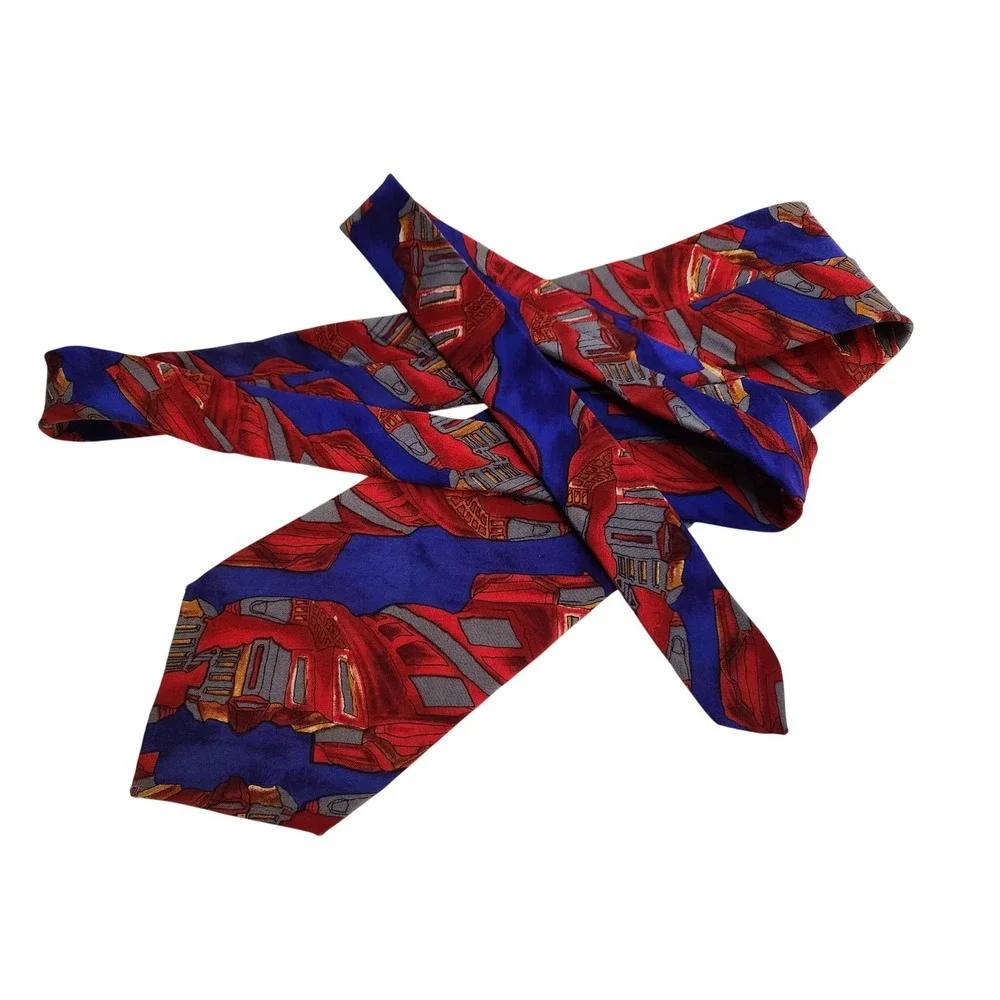 J Garcia Mens Silk Necktie Abstract Art Red Blue 3.75 x‎ 57 Tie